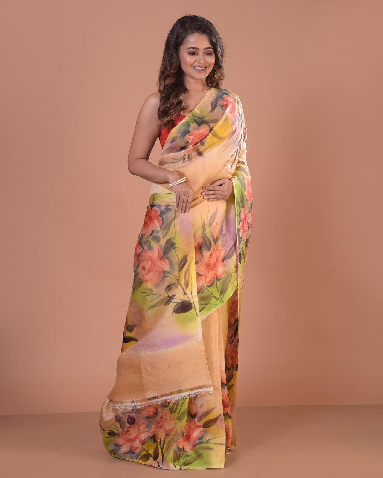 Handpainted Mulberry Handloom Silk Saree-023