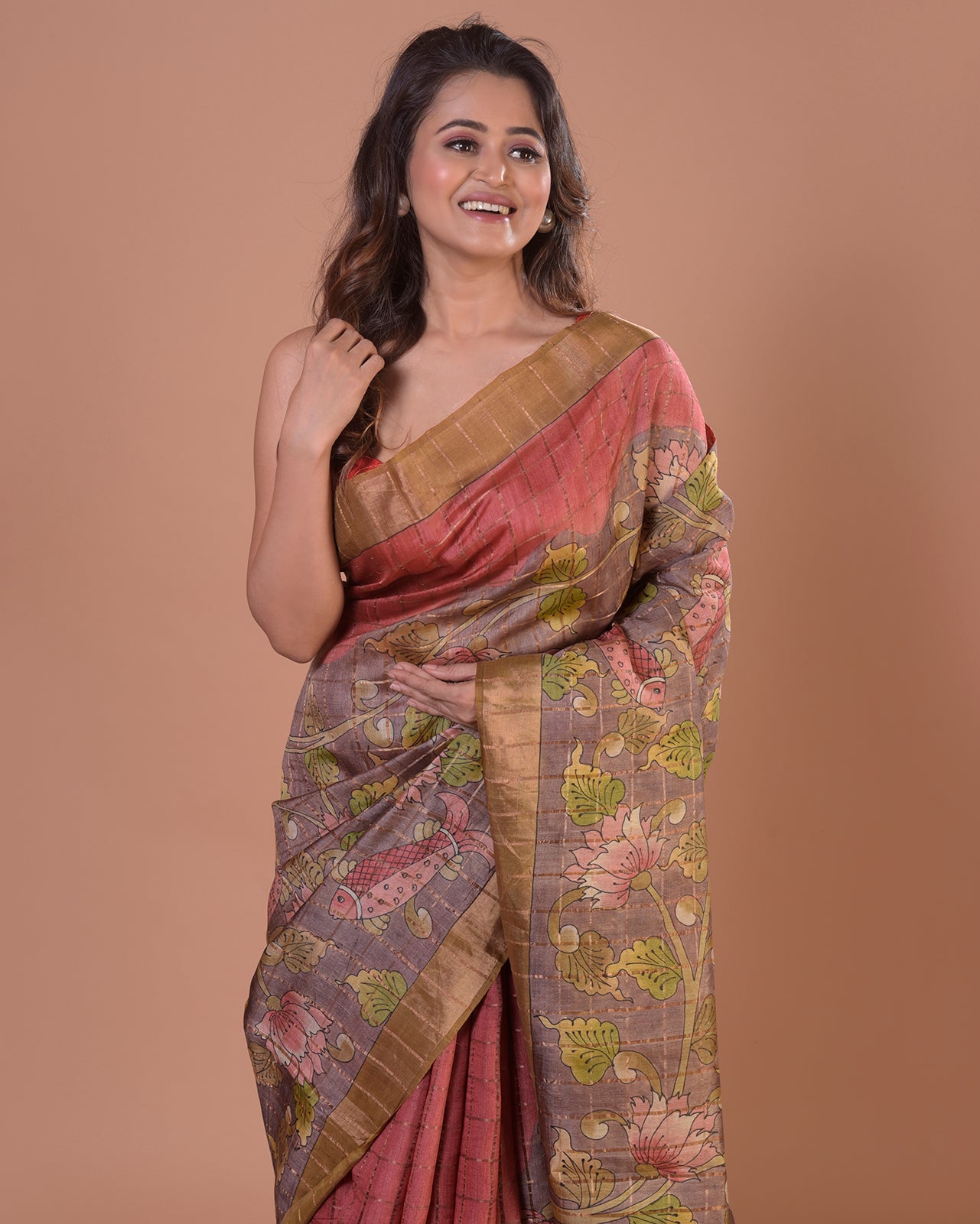 HANDPAINTED TUSSAR SILK SAREE-026 - indeloom