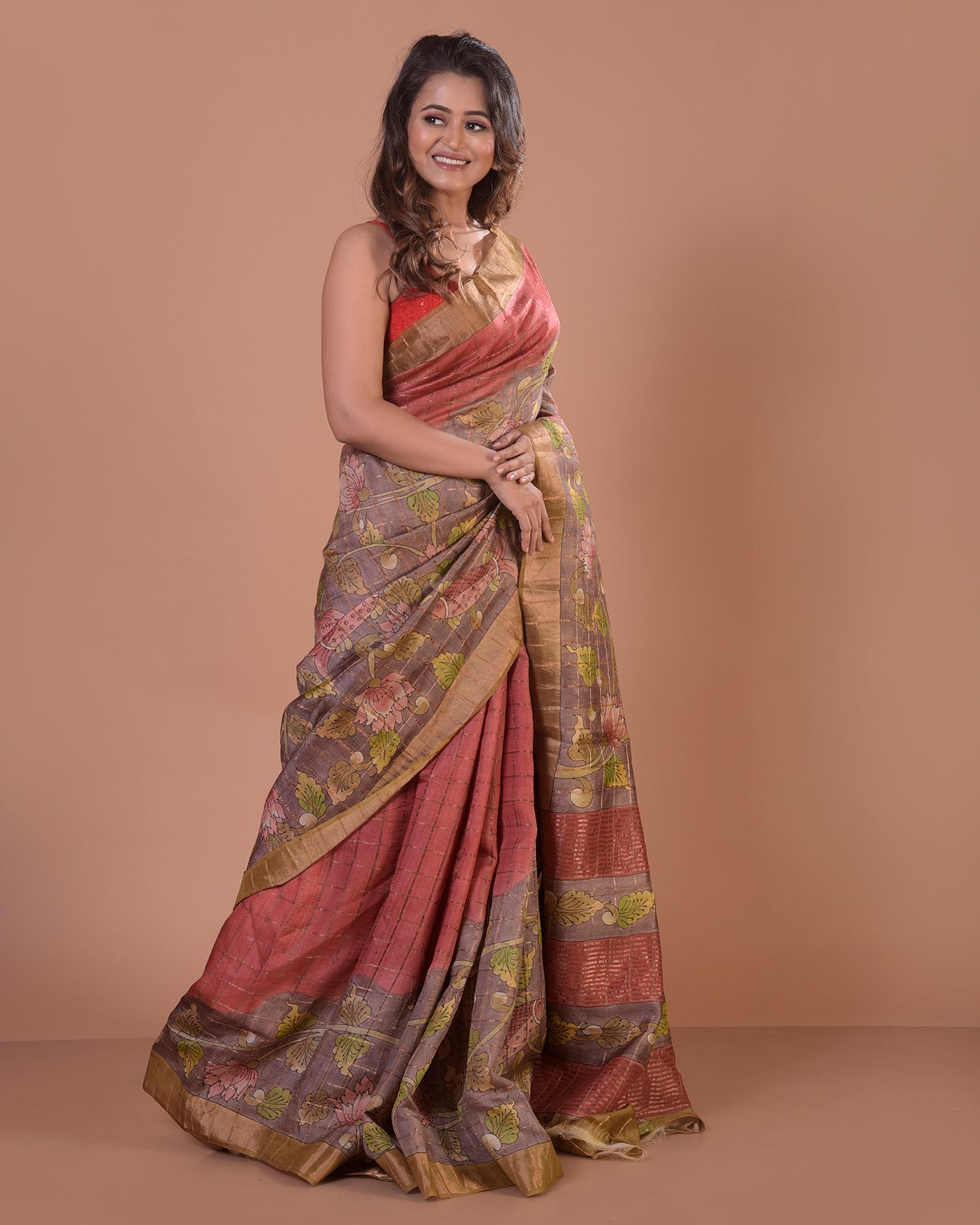 HANDPAINTED TUSSAR SILK SAREE-026 - indeloom