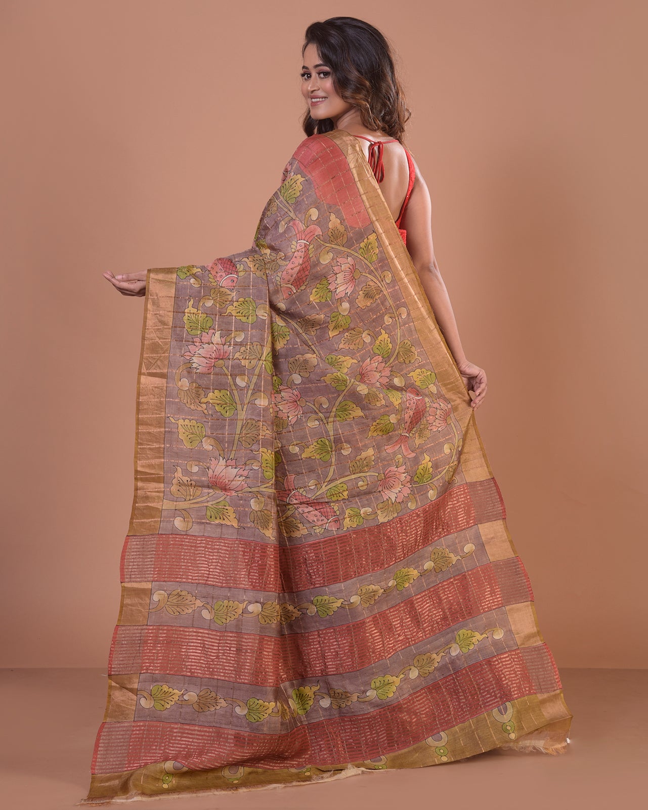 HANDPAINTED TUSSAR SILK SAREE-026 - indeloom