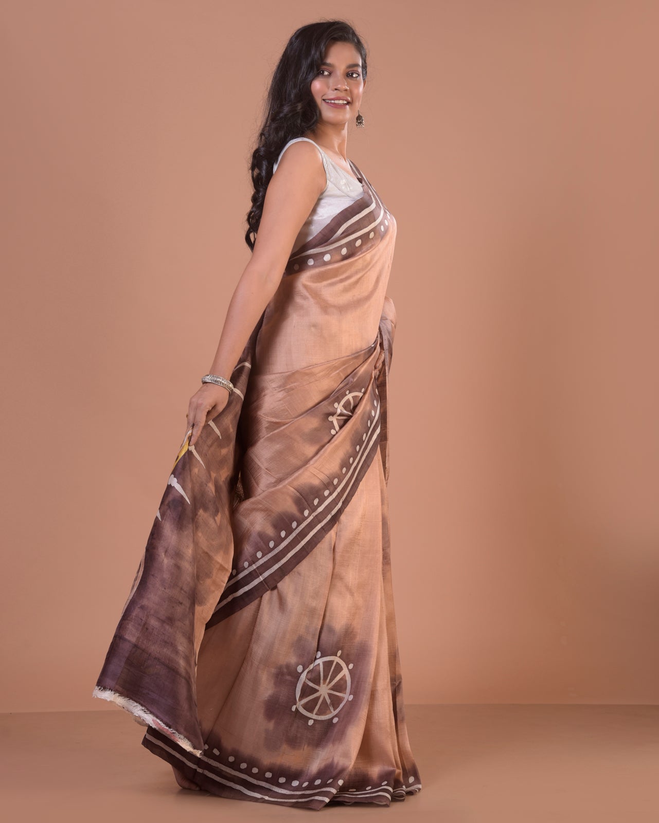 HANDPAINTED TUSSAR SILK SAREE-030