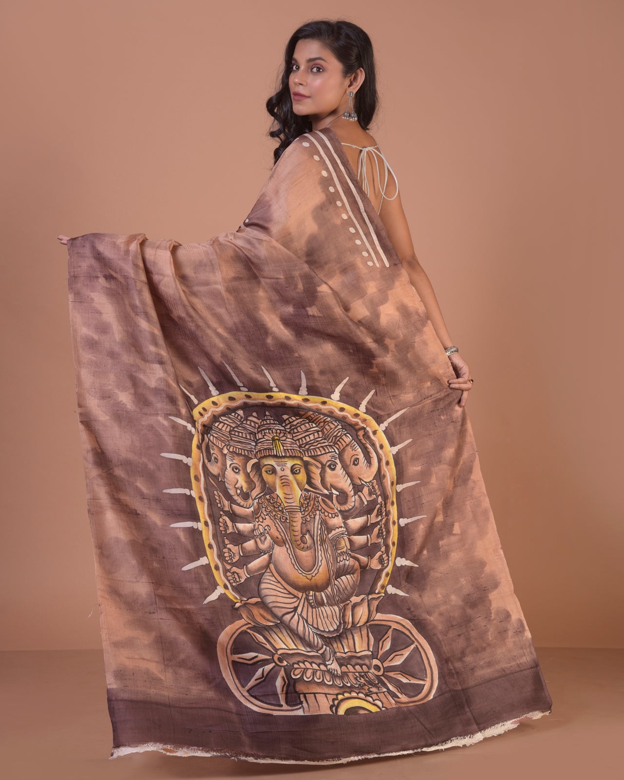 HANDPAINTED TUSSAR SILK SAREE-030