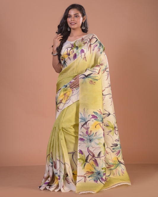 HANDPAINTED MULBERRY HANDLOOM SILK SAREE-031