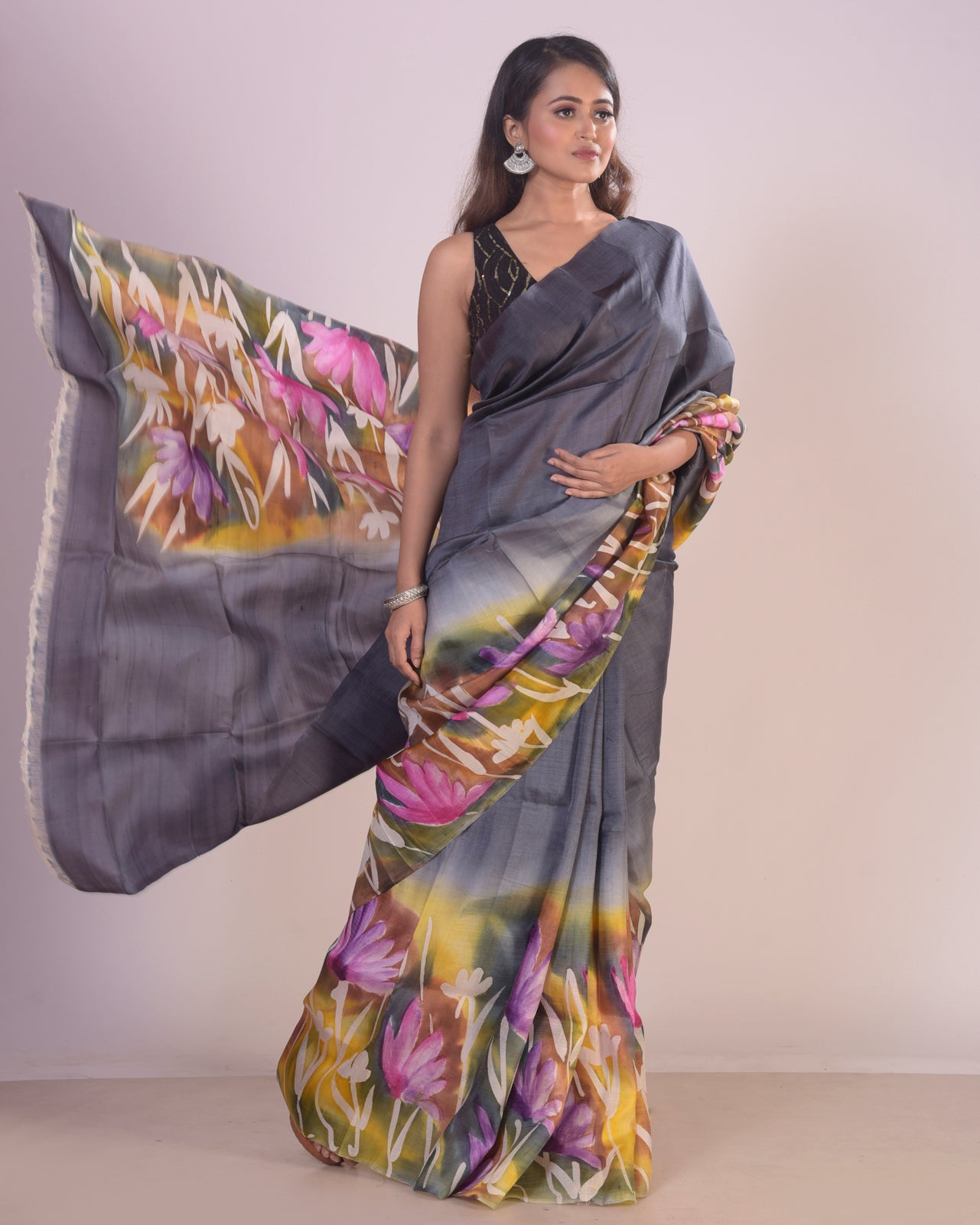 HANDPAINTED MULBERRY HANDLOOM SILK SAREE-040