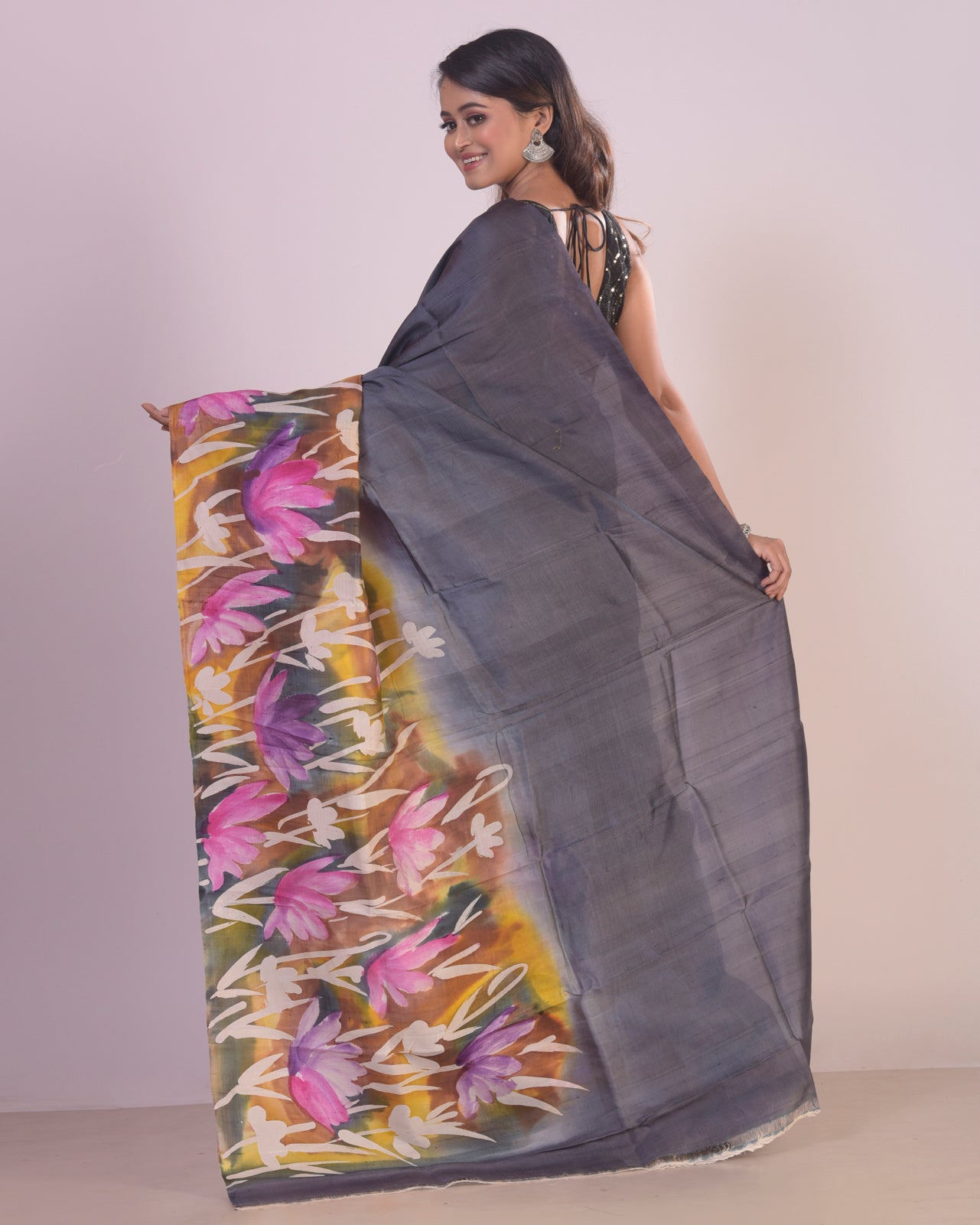 HANDPAINTED MULBERRY HANDLOOM SILK SAREE-040