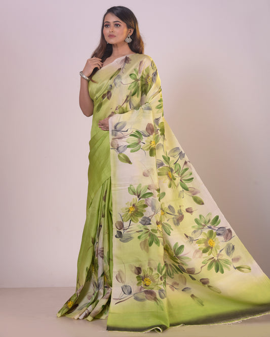 HANDPAINTED MULBERRY HANDLOOM SILK SAREE-043