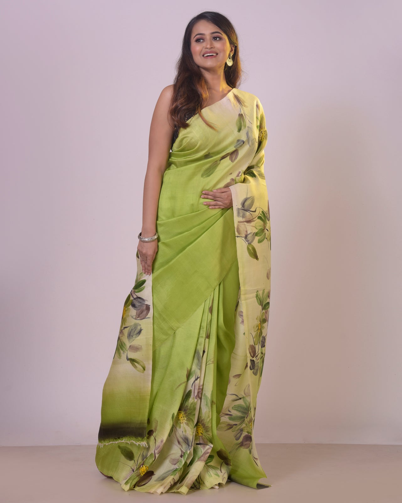 HANDPAINTED MULBERRY HANDLOOM SILK SAREE-043