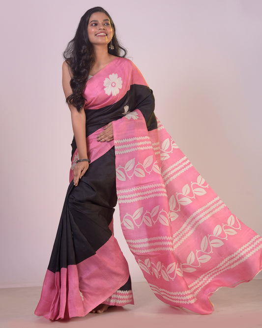 HANDPAINTED MULBERRY HANDLOOM SILK SAREE-062