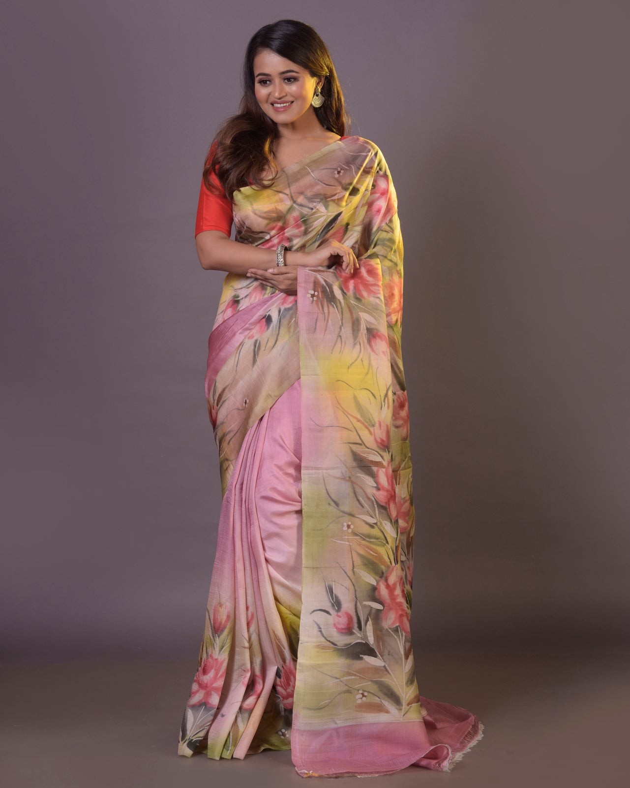 HANDPAINTED MULBERRY HANDLOOM SILK SAREE-047