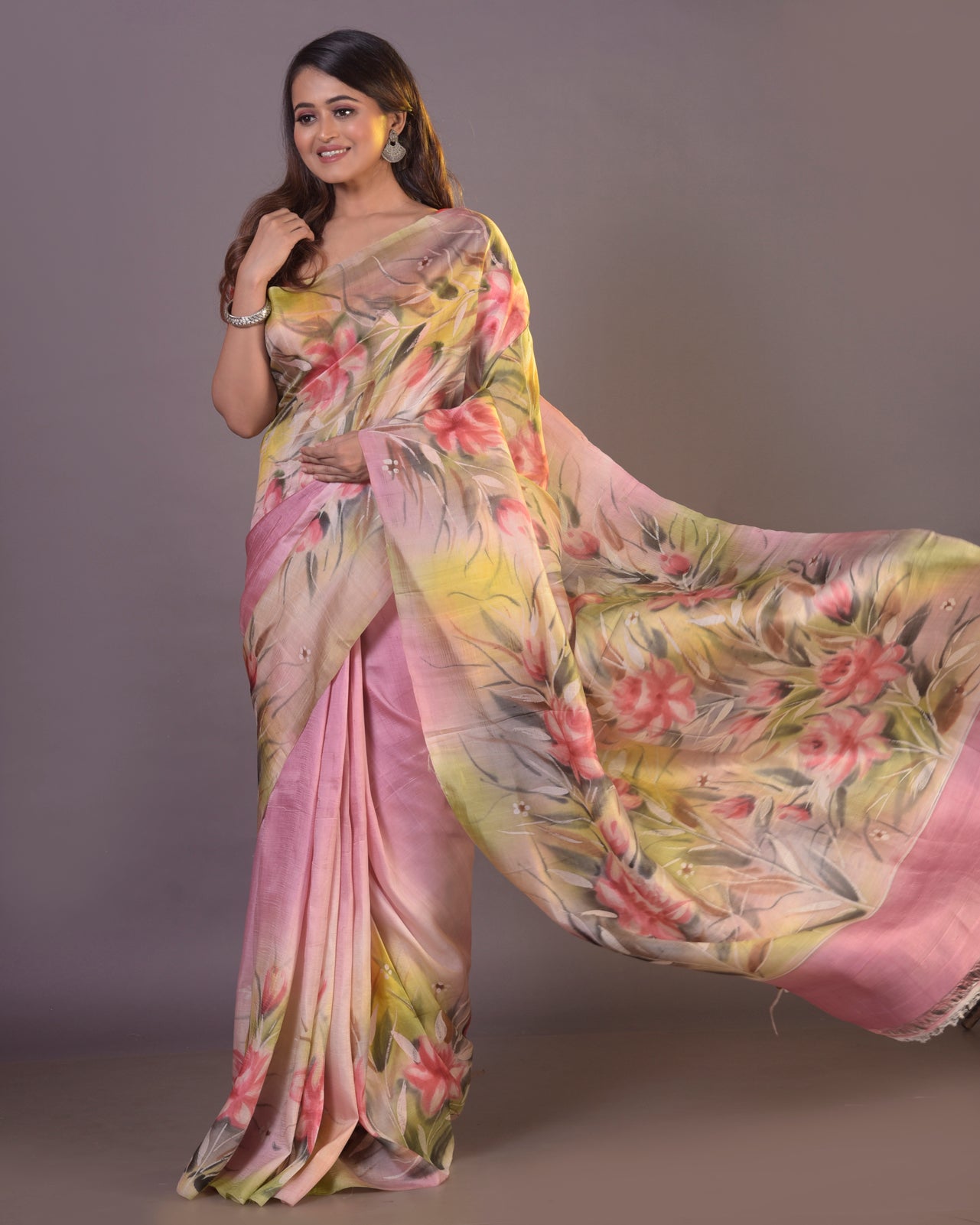 HANDPAINTED MULBERRY HANDLOOM SILK SAREE-047