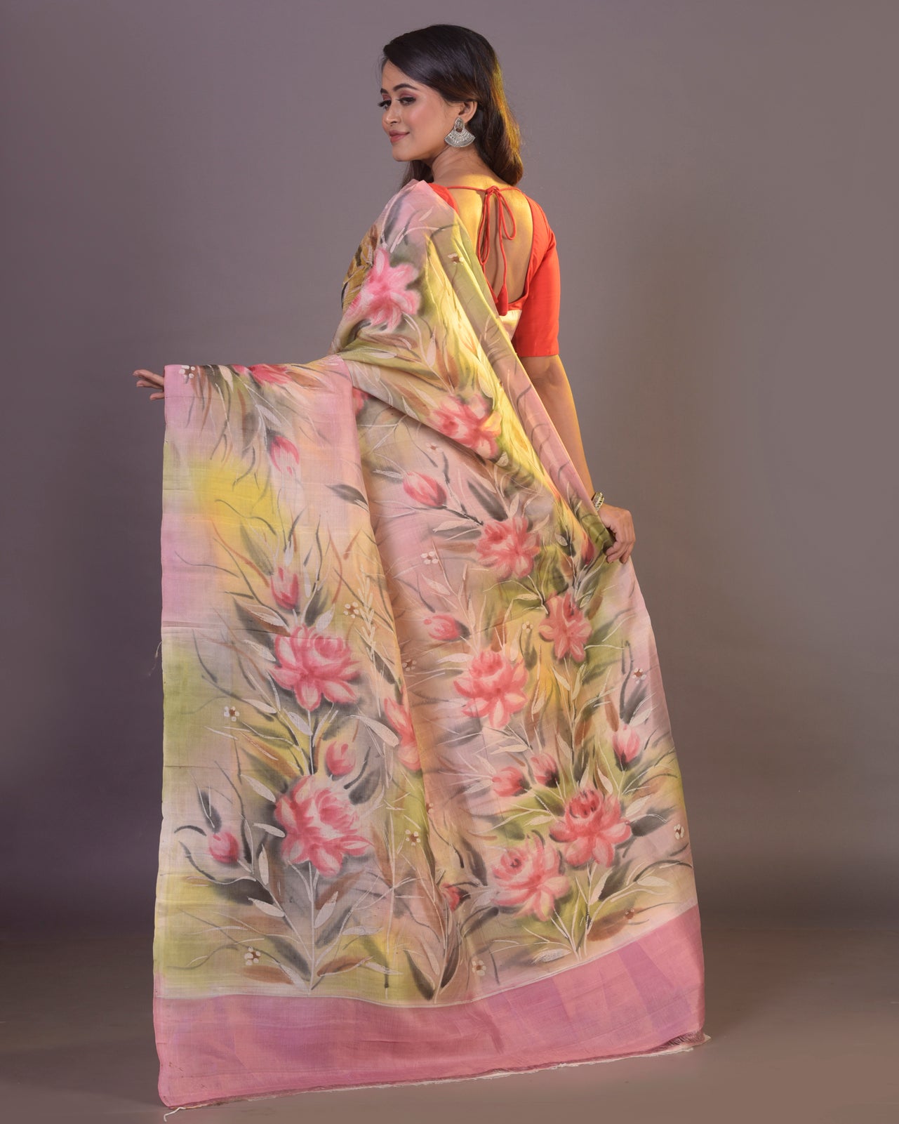 HANDPAINTED MULBERRY HANDLOOM SILK SAREE-047