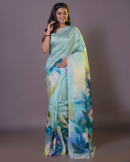 HANDPAINTED MULBERRY HANDLOOM  SILK SAREE-059