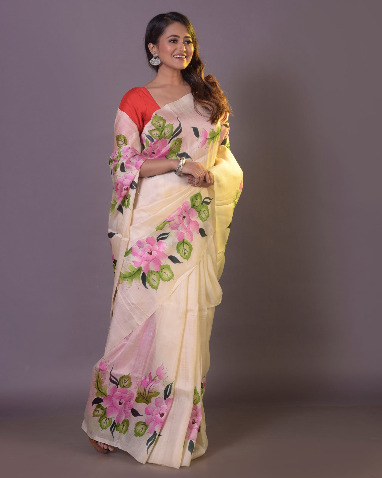 HANDPAINTED MULBERRY HANDLOOM SILK SAREE-049