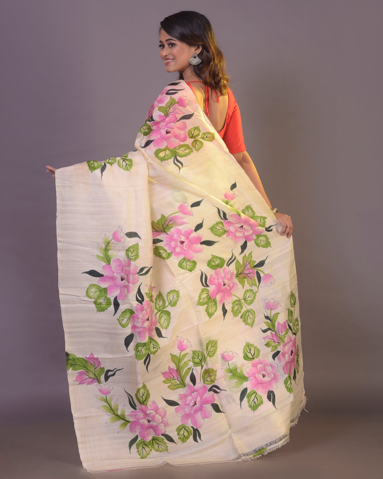 HANDPAINTED MULBERRY HANDLOOM SILK SAREE-049