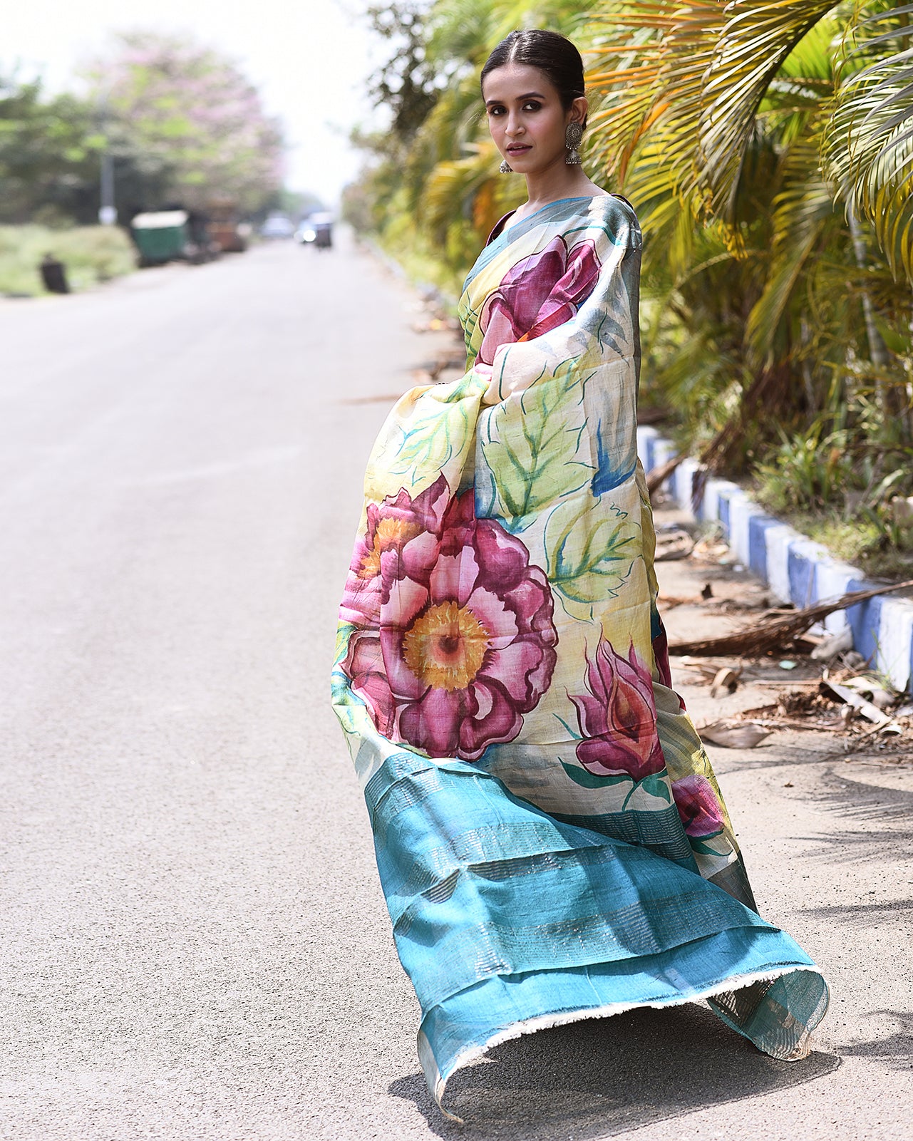 Handpainted Tussar Silk Saree-006