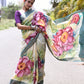 Handpainted Tussar Silk Saree-006 - indeloom