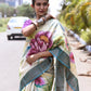 Handpainted Tussar Silk Saree-006 - indeloom