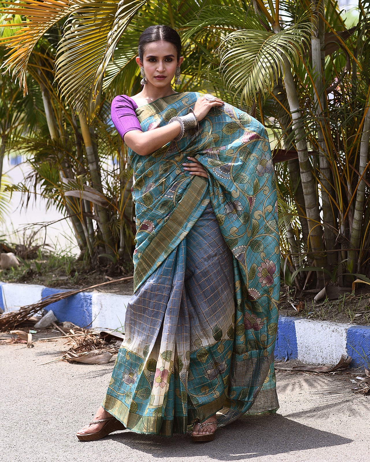 HANDPAINTED TUSSAR SILK SAREE-010