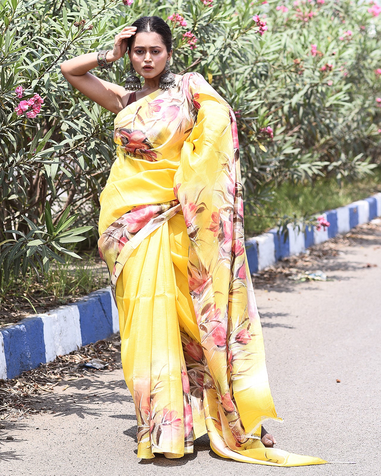 Handpainted Mulberry Handloom Silk Saree-003