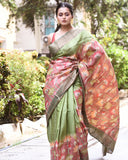 Handpainted Tussar Silk Saree-018