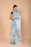 Muslin Jamdani Saree with Snow White-125