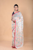 Muslin Jamdani Saree with Ivory White-123