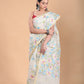 Blue and Yellow Leafs Muslin Jamdani Saree-104