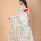 Blue and Yellow Leafs Muslin Jamdani Saree-104