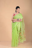 Leafy Green Muslin Jamdani Saree-101