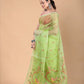 Leafy Green Muslin Jamdani Saree-101