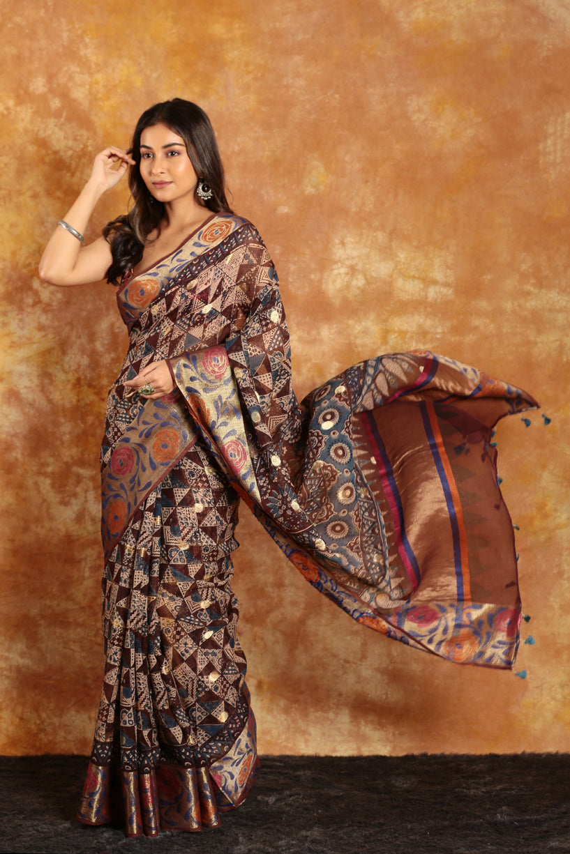 Designer Ajrakh Kota Saree --001