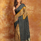 GREY YELLOW AJRAKH BANDHINI SAREE(Pre-Order) -002