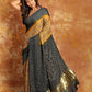 GREY YELLOW AJRAKH BANDHINI SAREE(Pre-Order) -002