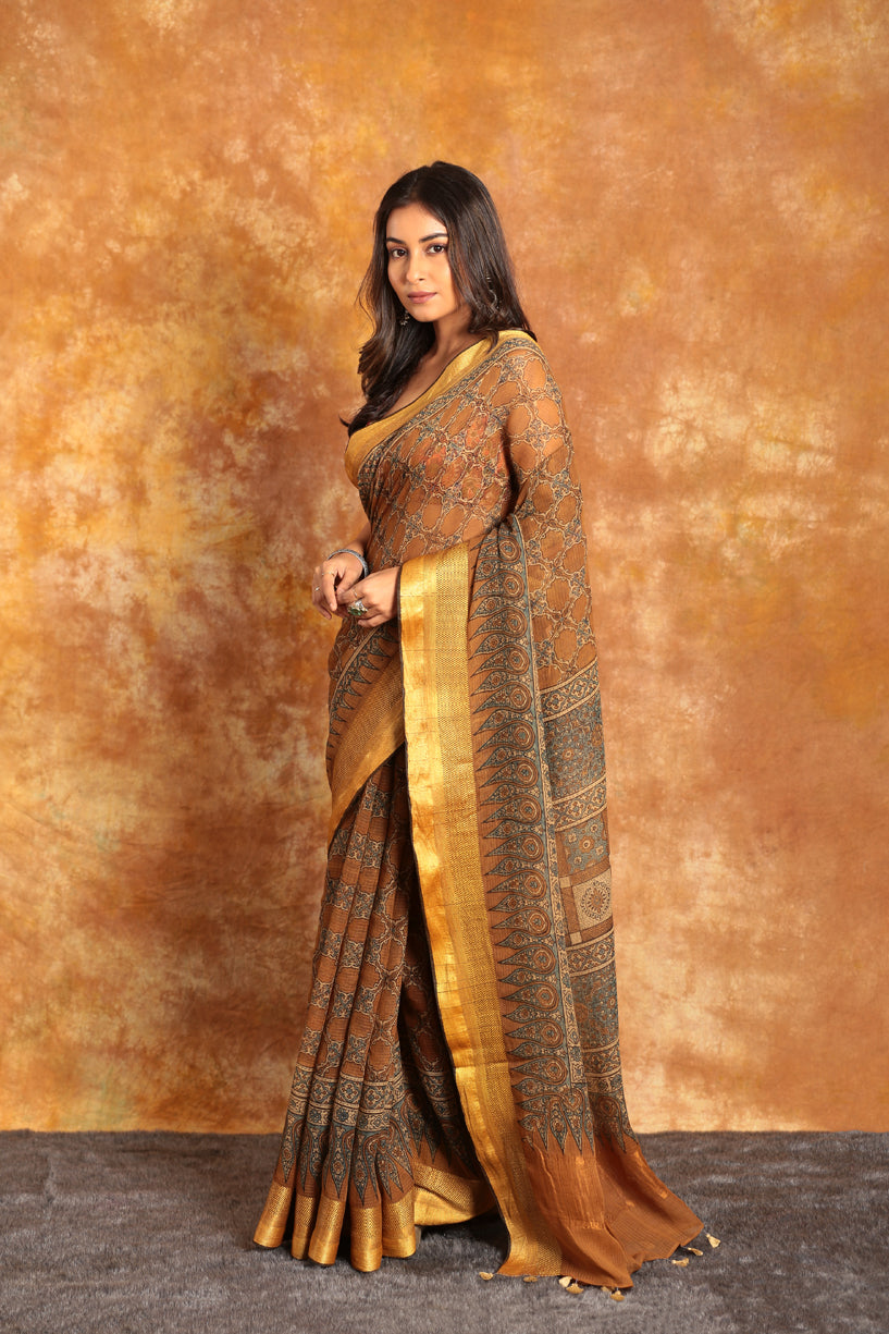 DESIGNER KOTA AJRAKH SAREE -004