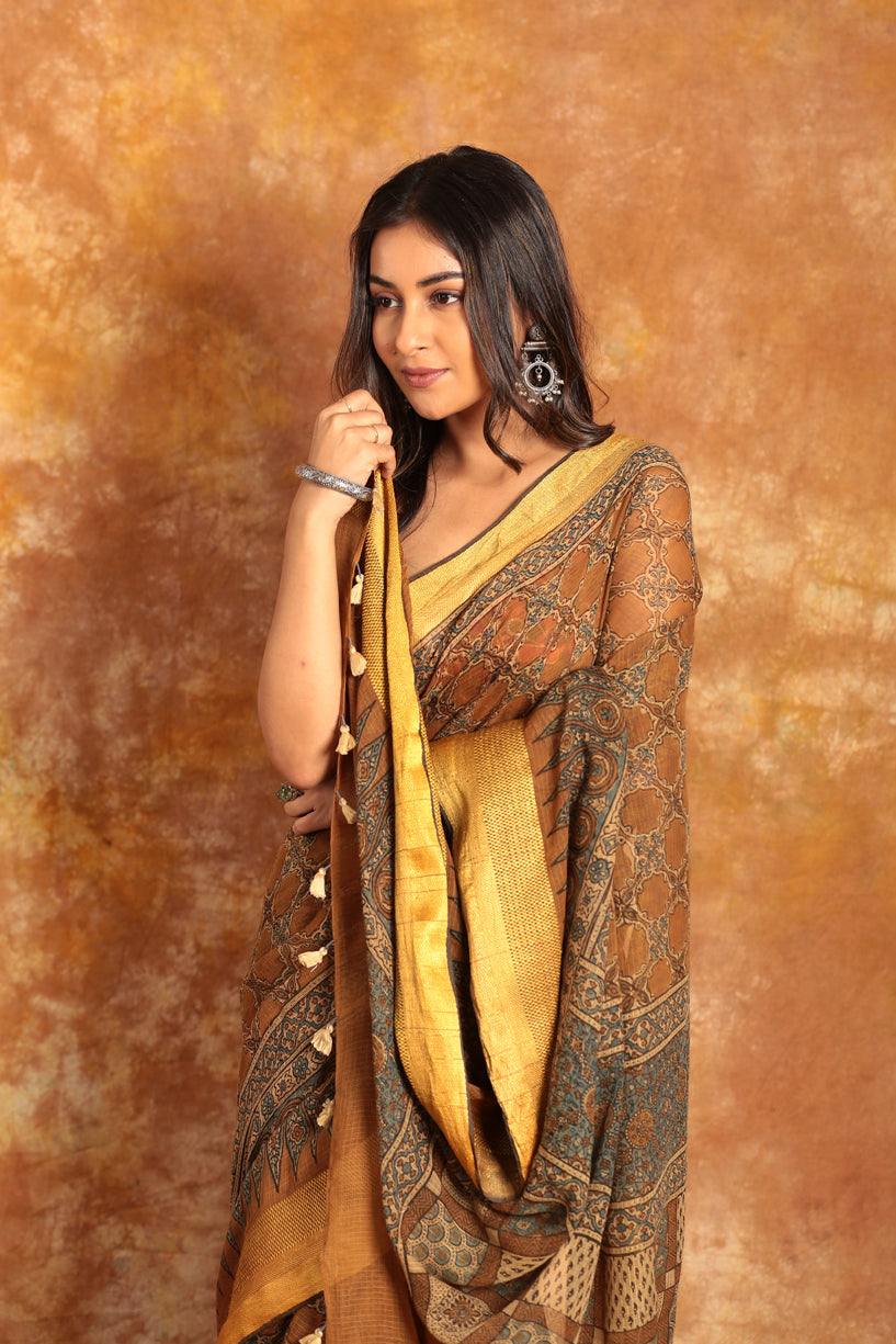 DESIGNER KOTA AJRAKH SAREE -004