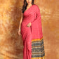 Rani Pink  Ajrakh Bandhini Saree -005