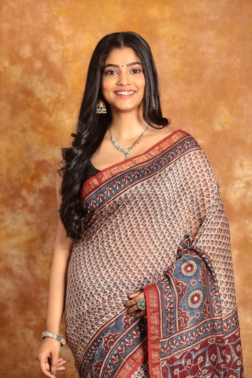 CHANDERI COTTON AJRAKH SAREE -006