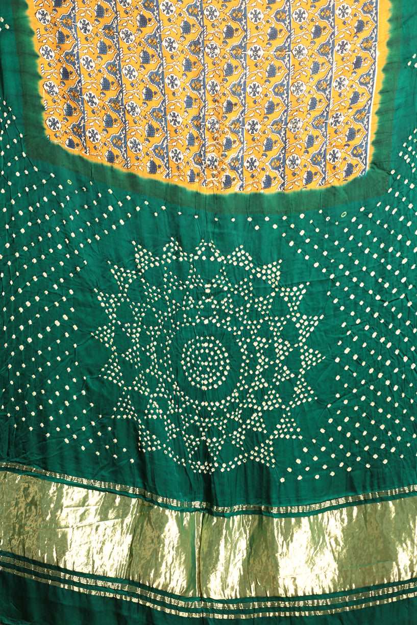 AJRAKH GREEN TONE BANDHINI SAREE-007