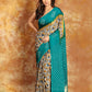 Teal Green Ajrakh Bandhini Saree(Pre-Order)-008