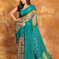 Teal Green Ajrakh Bandhini Saree(Pre-Order)-008