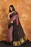 Black Red Ajrakh Bandhini Saree-012