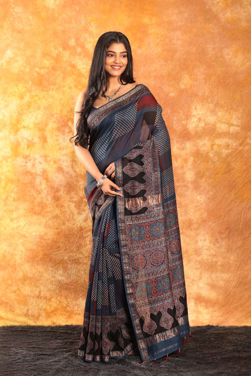 Chanderi Ajrakh Saree(Pre-Order)-014