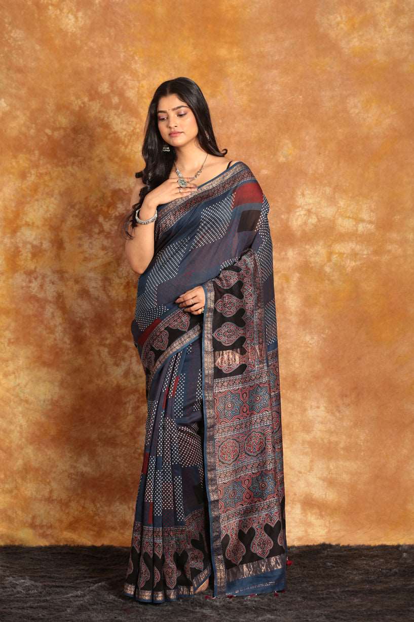 Chanderi Ajrakh Saree(Pre-Order)-014