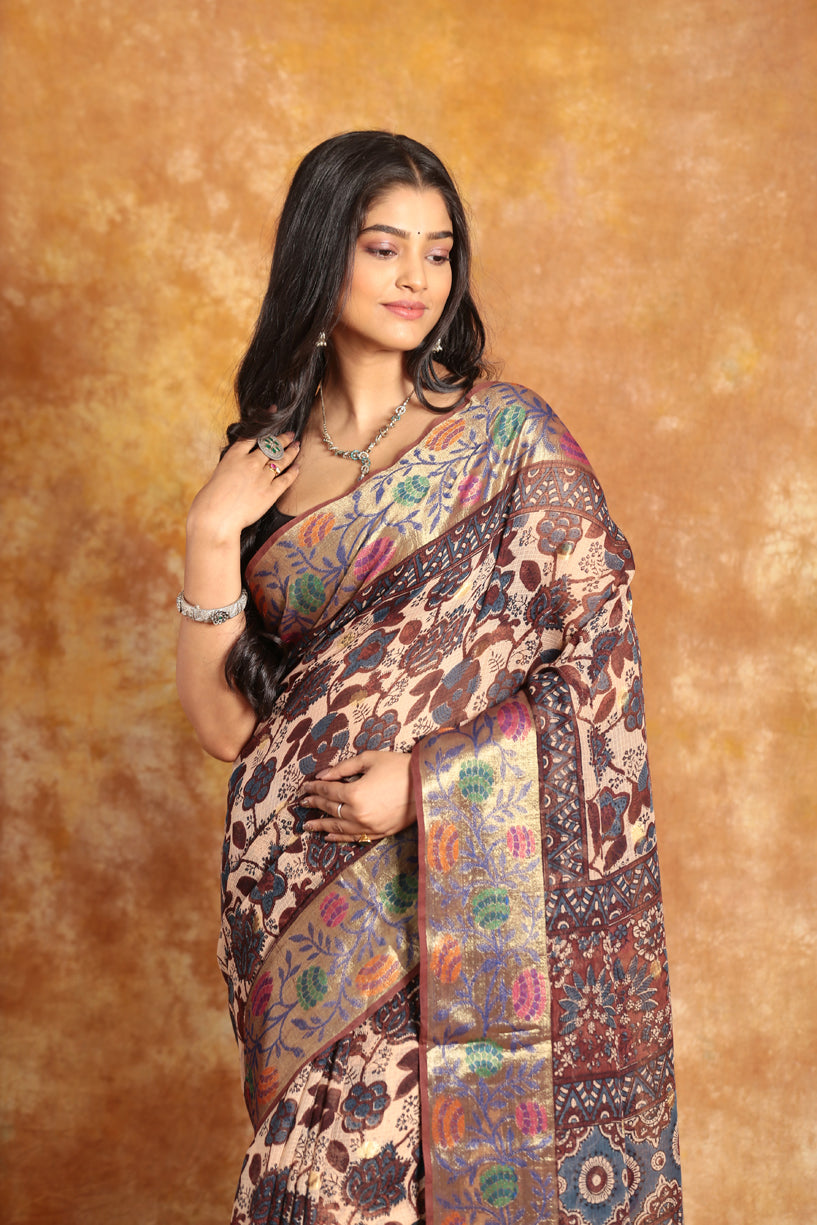 Designer Ajrakh Saree-015