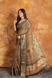 Designer Ajrakh Saree with Benaresi Floral Border(Pre-Order)-016