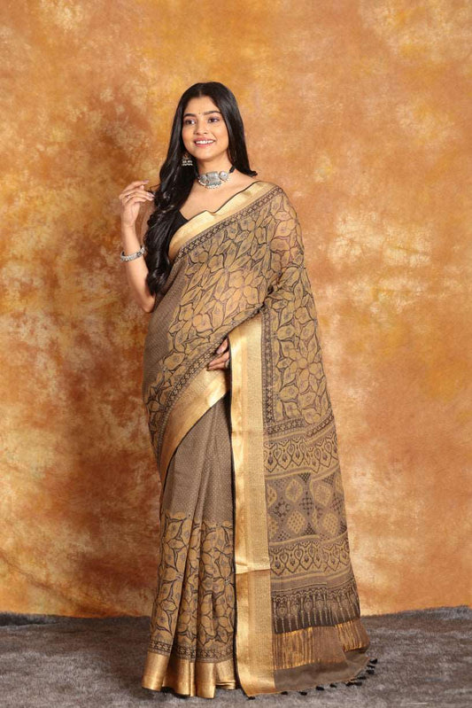 ALL OVER DESIGN MAHESWARI SILK  AJRAKH SAREE-018