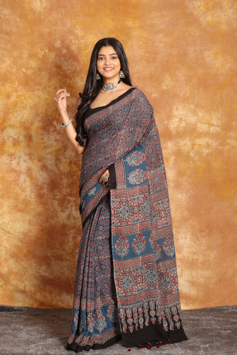 MUL COTTON AJRAKH SAREE-022