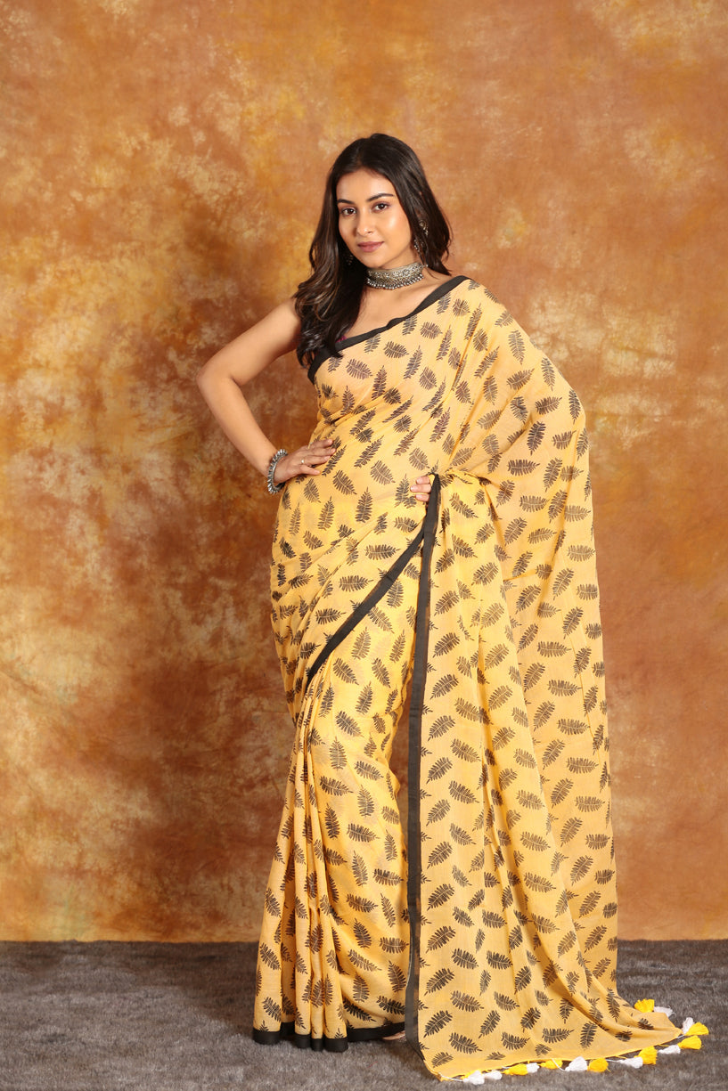 Golden Yellow-Handloom Cotton Saree(Pre-Order)-0018