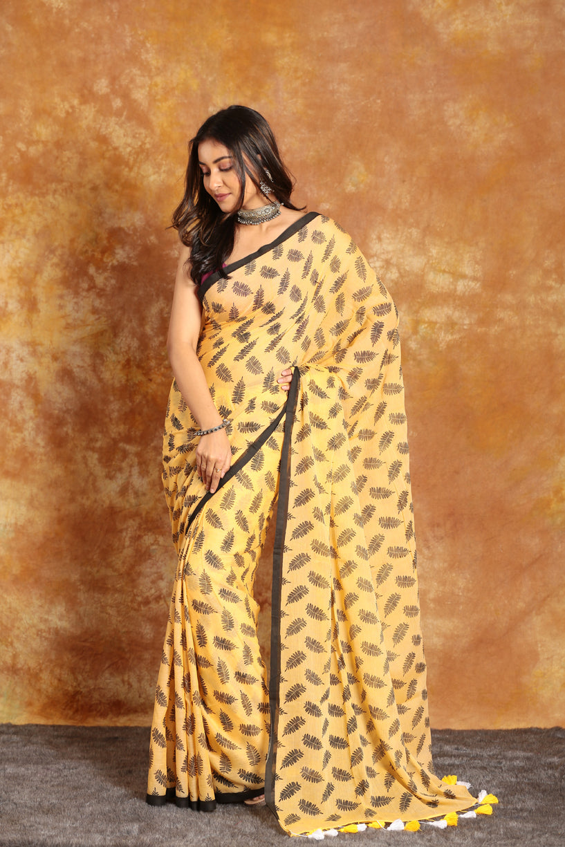 Golden Yellow-Handloom Cotton Saree(Pre-Order)-0018