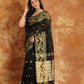 Black with Golden ZariBorder-Handloom Cotton Saree-022